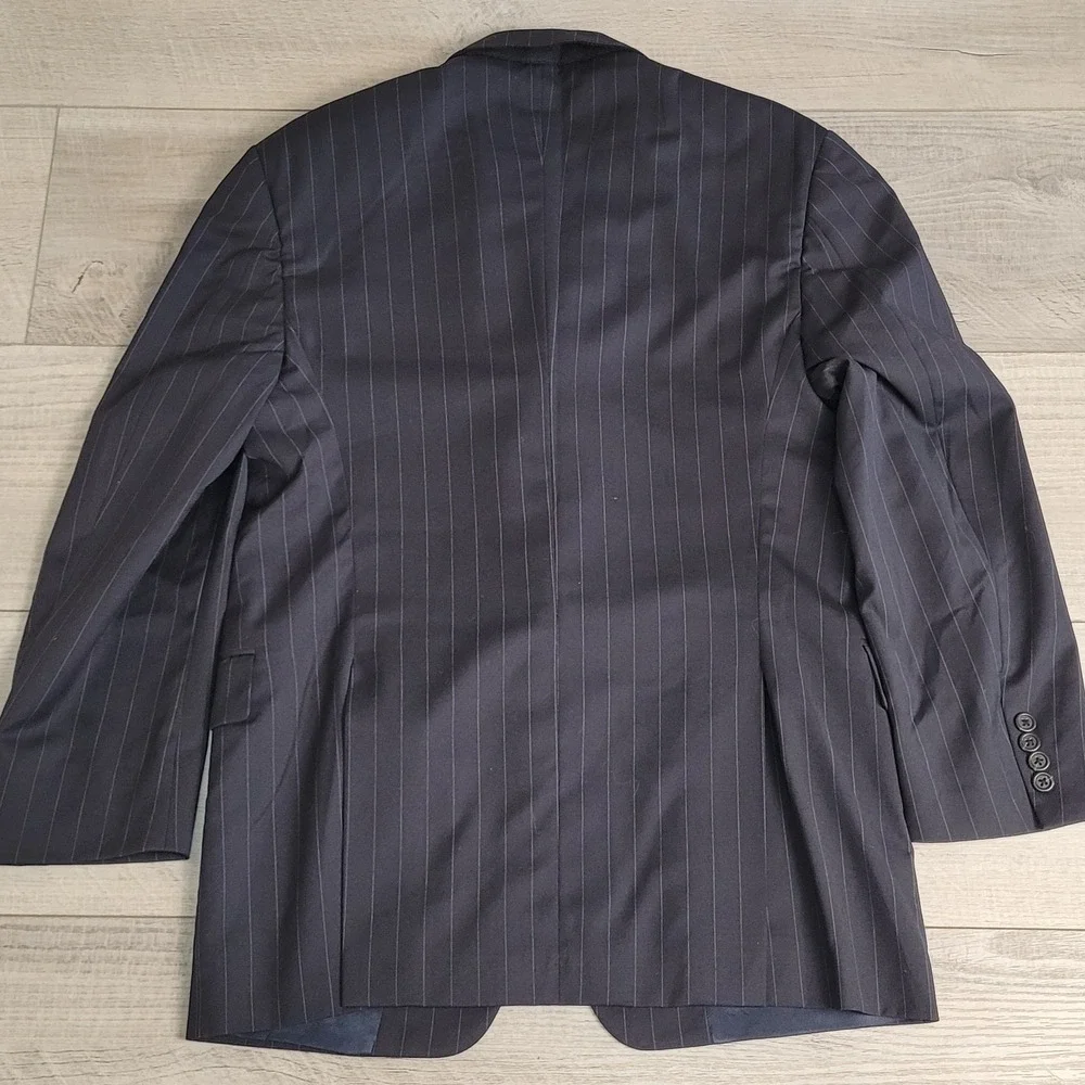 🧥Burberry London Blazer Mens 41 S Navy Pinstripe 100% Wool Suit Jacket USA